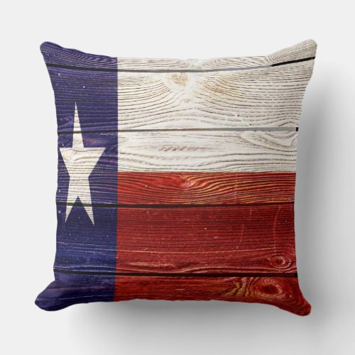 Patriotic Rustic Wood Texas Flag Throw Pillow