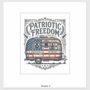 Patriotic RV Camper Vector Graphic Tee Sticker