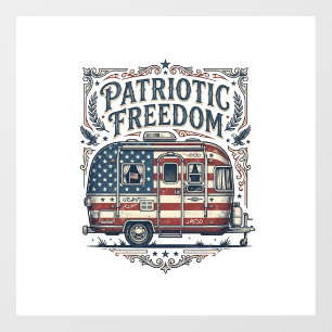 Patriotic RV Camper Vector Graphic Tee Window Cling