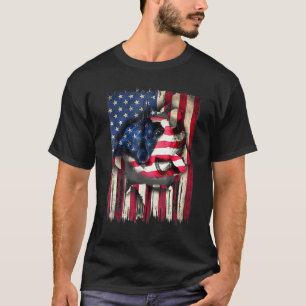 Patriotic Saint Bernard American Flag Dog T-Shirt