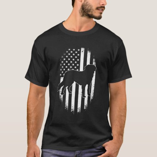 Patriotic Saint Bernard American Flag Dog T_Shirt