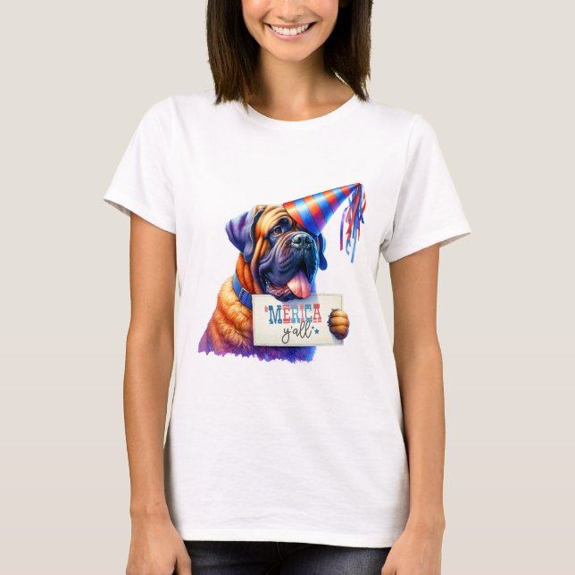 Patriotic Saint Bernard 'Merica Y'all T-Shirt (Front)