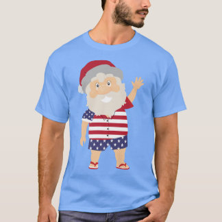 Patriotic Santa 4th Of July American christmas in  T-Shirt
