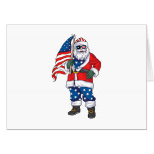 Patriotic Santa American Christmas 4th Of July San Card