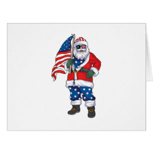 Patriotic Santa American Christmas 4th Of July San Cards