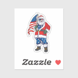 Patriotic Santa American Christmas 4th Of July San Sticker