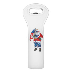 Patriotic Santa American Christmas 4th Of July San Wine Bag