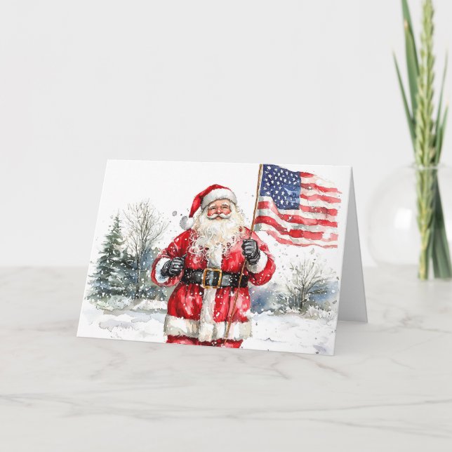 Patriotic Santa Christmas Card (Front)