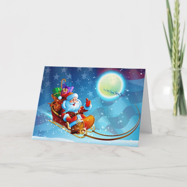 Patriotic Santa Christmas Holiday Card (Front)