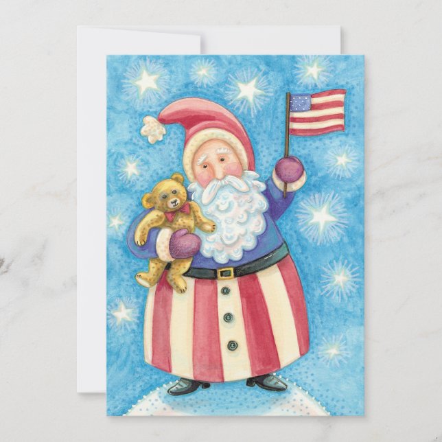 Patriotic Santa Claus Christmas Party Invitation (Front)