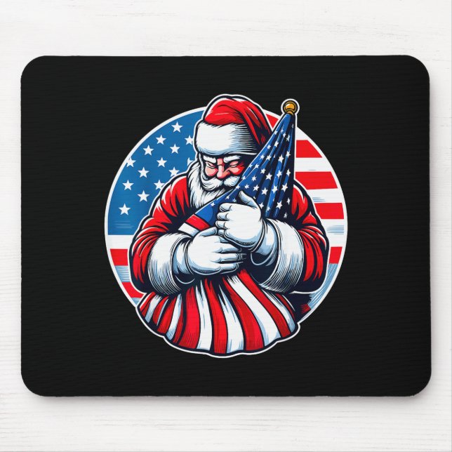 Patriotic Santa Claus For Men Women Usa Flag Chris Mouse Pad (Front)