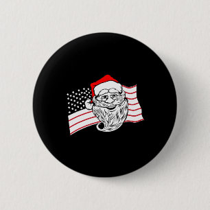 Patriotic Santa Claus Us American Flag Usa Christm Button