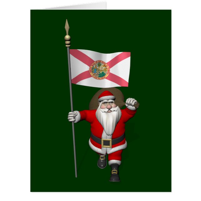 Patriotic Santa Claus Visiting Florida Cards (Front)