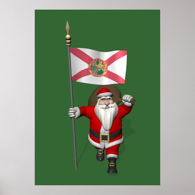 Patriotic Santa Claus Visiting Florida Poster (Front)