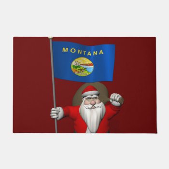 Patriotic Santa Claus Visiting Montana Doormat by santa_claus_usa at Zazzle