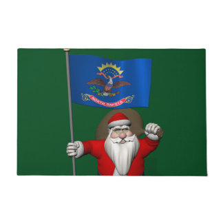 Patriotic Santa Claus Visiting North Dakota Doormat