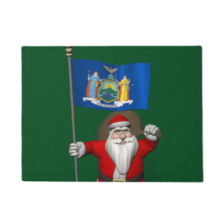 Patriotic Santa Claus Visiting State New York Doormat