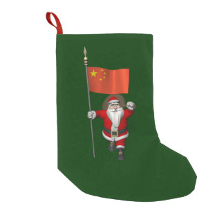 Patriotic Santa Claus Visits China Small Christmas Stocking