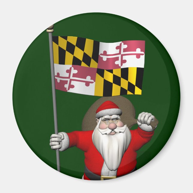 Patriotic Santa Claus Visits Maryland Magnet (Front)
