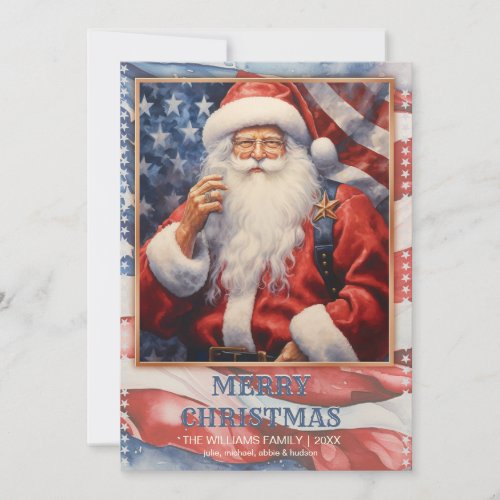 Patriotic Santa Claus Watercolor Invitation