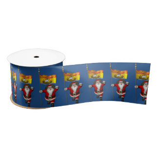 Patriotic Santa Claus With Banne Of New Brunswick Satin Ribbon