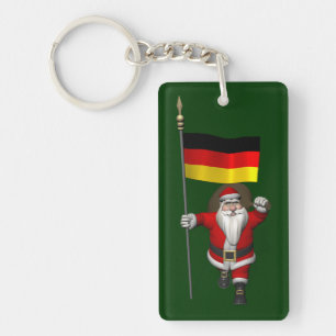 Patriotic Santa Claus With Ensign Of Germany Keychain