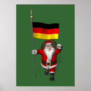 Patriotic Santa Claus With Ensign Of Germany Poster