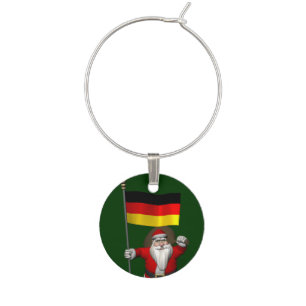 Patriotic Santa Claus With Ensign Of Germany Wine Glass Charm