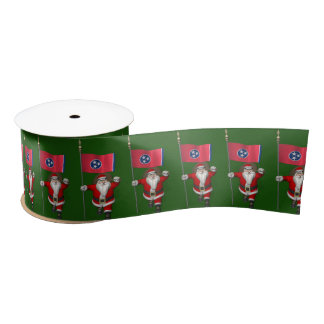 Patriotic Santa Claus With Ensign Of Tennessee Satin Ribbon