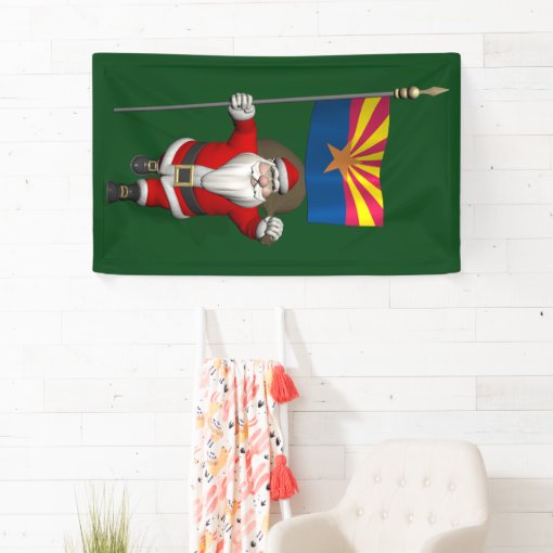 Patriotic Santa Claus With Flag Of Arizona Banner | Zazzle