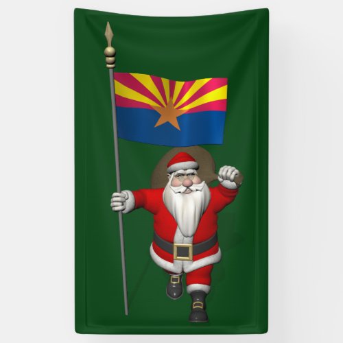 Patriotic Santa Claus With Flag Of Arizona Banner