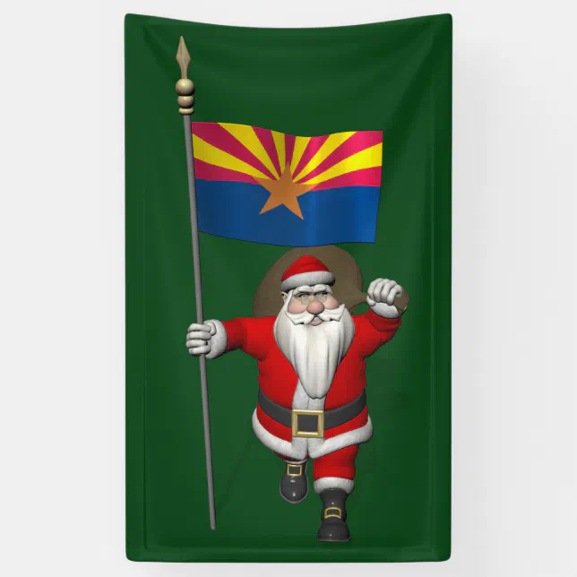Patriotic Santa Claus With Flag Of Arizona Banner | Zazzle
