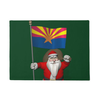 Patriotic Santa Claus With Flag Of Arizona Doormat