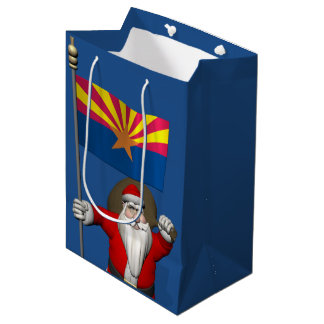 Patriotic Santa Claus With Flag Of Arizona Medium Gift Bag