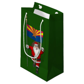 Patriotic Santa Claus With Flag Of Arizona Small Gift Bag