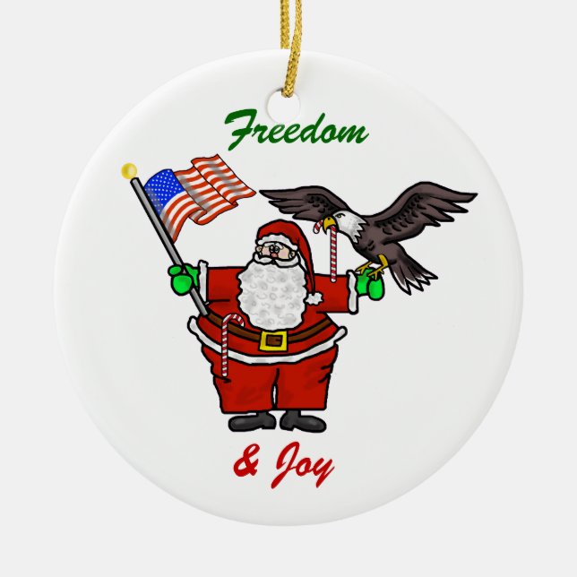 Patriotic Santa Customizable Christmas Ornament (Front)