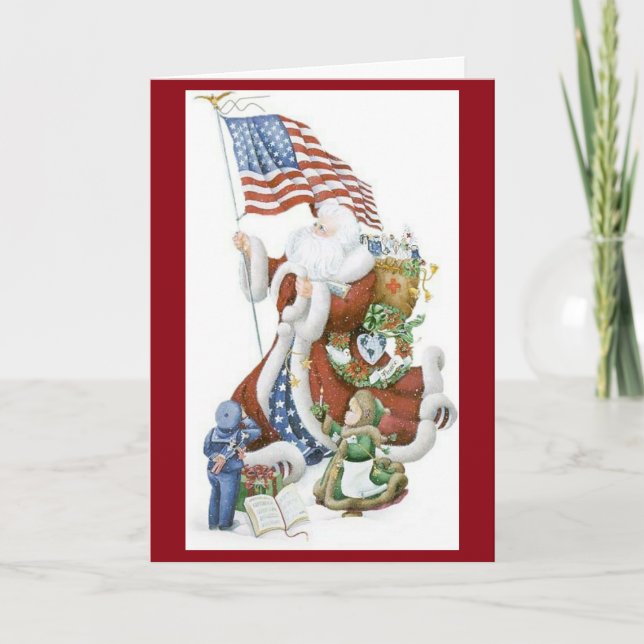 Patriotic Santa Greeting Card (Front)