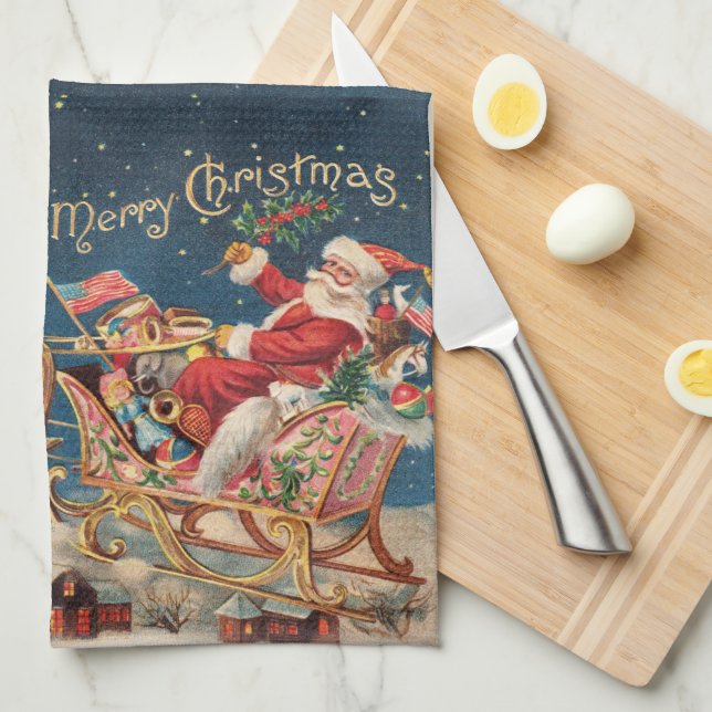 Patriotic Santa Kitchen Towel (Quarter Fold)