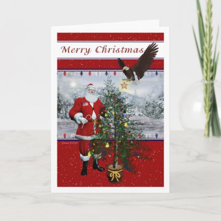 Patriotic Santa Merry Christmas Card