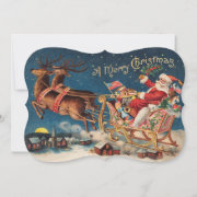Patriotic Santa Merry Christmas Flat Photo Card