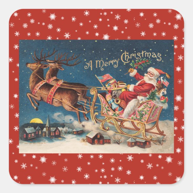 Patriotic Santa Merry Christmas Stickers (Front)