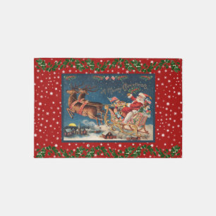 Patriotic Santa Outdoor Rug