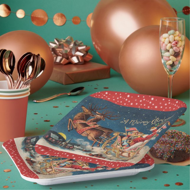 Patriotic Santa Paper Plates (Multi)