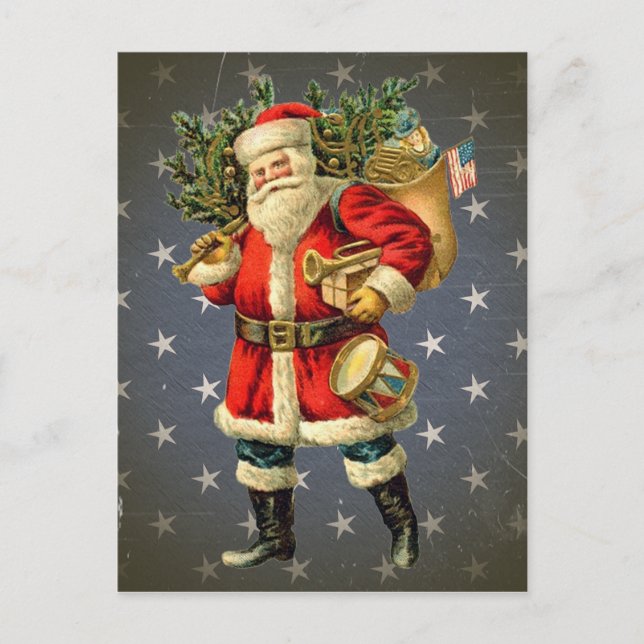 Patriotic Santa / Vintage Postcard (Front)