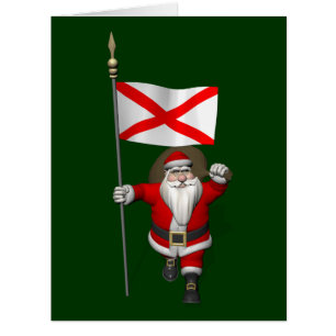 Patriotic Santa With Ensign Of Alabama Cards