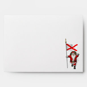 Patriotic Santa With Ensign Of Alabama Envelope
