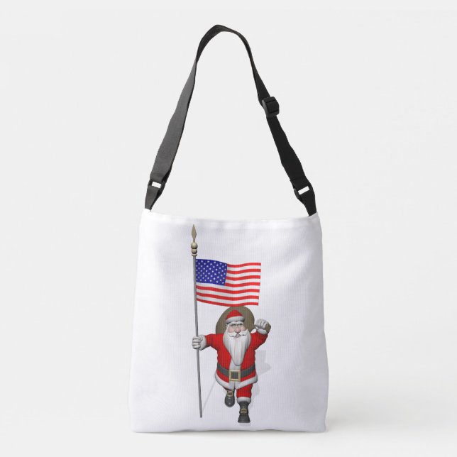 Patriotic Santa With Stars And Stripes Crossbody Bag (Back)