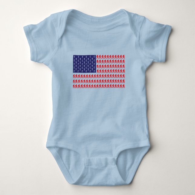 Patriotic Sasquatch Bigfoot Baby Bodysuit (Front)