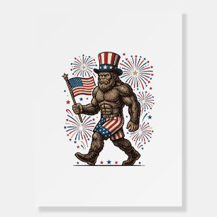 Patriotic Sasquatch Fireworks Vintage Engraving De Foam Board