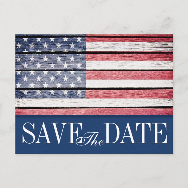 Patriotic Save the Date Postcard Invitation (Front)